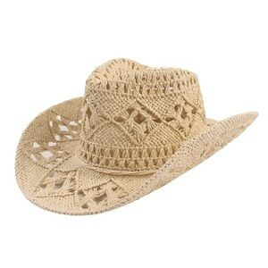 Women's Tan Woven Cowboy Hat
